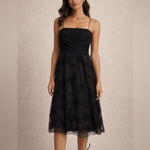 Eliza J Black Floral Lace Midi Dress size 12